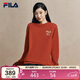FILA 斐樂(lè )官方男女情侶款針織長(cháng)袖2026春時(shí)尚休閑純棉海棠花長(cháng)T恤