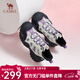 駱駝（CAMEL）女鞋登山丑萌鞋厚底高幫鞋馬丁靴 L25W469045米/黑/紫 37