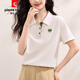 皮爾卡丹（pierre cardin）2026夏季新款撞色拼接休閑polo領(lǐng)短袖顯瘦百搭時(shí)尚刺繡t恤女上衣 荔枝白 M 建議90-110斤