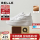 百麗（Belle）沈月同款步步糕厚底小白鞋女商場(chǎng)新款增高加絨休閑板鞋E7J1DAM6 米白色（6CM跟高）【沈月同款】 37