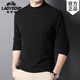老爺車(chē)輕奢100%純棉長(cháng)袖t恤男秋冬季半高領(lǐng)男士中領(lǐng)衛衣打底衫時(shí)尚男裝 黑色 M 170【120-135斤穿】