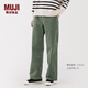 MUJI女式 彈力 燈芯絨 輕便直筒褲 褲子女款25年冬季女裝BE1Y5A5A 煙熏綠色 XL (165/74A)