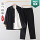 好布衣（HAOBUYI）中國風(fēng)唐裝男裝國潮三件套中老年中山裝漢服古風(fēng)中式精紡棉麻茶服 [千人購買(mǎi)100%好評]黑色套裝 外套+內襯+褲子 XL