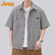 JEEP美國正品高端短袖襯衫男裝夏季新款潮流翻領(lǐng)半袖休閑透氣T恤上衣 黑色 【國際大牌】 XL