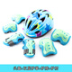 5766專(zhuān)業(yè)輪滑鞋夜光護具兒童溜冰鞋平衡車(chē)男女孩護膝頭盔護腕護肘套裝 7件套 【7-14歲】海藍頭盔+藍夜光護具