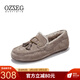 OZZEG澳洲豆豆鞋女冬季羊皮毛一體加絨保暖平底防滑樂(lè )福鞋 卡布奇諾 39