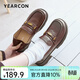 意爾康女鞋春秋季樂(lè )福鞋百搭舒適通勤小皮鞋時(shí)尚休閑學(xué)院風(fēng)單鞋 棕色 38
