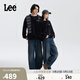Lee25秋冬新品寬松深藍色男女同款寬腿牛仔彎刀褲 深藍色 L