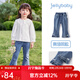 JELLYBABY女童牛仔褲寶寶春季休閑褲芭蕾風(fēng)兒童喇叭褲2025春季新品 牛仔藍 140 CM