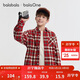 巴拉巴拉男童襯衫兒童大童裝2025秋冬裝加絨保暖格子百搭襯衣208425102101