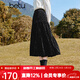 百圖betu女裝冬季新款半身裙松緊腰愛(ài)心絲絨壓花裙子女2411D05 黑色 M