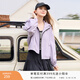 香影連帽外套女短款2026春季新款休閑戶(hù)外小個(gè)子拉鏈米白工裝風(fēng)衣 紫色 L