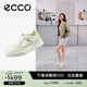 愛(ài)步（ECCO）平底鞋女 倪妮同款牛皮板鞋系帶休閑運動(dòng)鞋 街頭272803 白色/抹茶綠/水泥灰27280361198 37