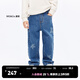 little MO&Co.童裝春秋裝男童褲子女童牛仔褲純棉星星直筒長(cháng)褲兒童 牛仔藍色2 150 150/61