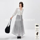 麥檬月光裙MM五好神裙白色蛋糕花苞半身裙出游長(cháng)款波嬉風(fēng)夏5994140703 網(wǎng)紗裙-淺灰5G4340501（3層裙擺） S