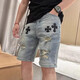 chrome heart克羅心夏季新款男士復古水洗藍色破洞牛仔短褲高品質(zhì)薄款五分褲 28 (90-100斤