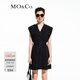 MO&Co.連衣裙夏工裝闊肩收腰壓褶大裙擺(附本布腰帶)摩安珂 黑色 S 160