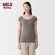 MUJI 女式 萊賽爾 帶罩杯 法國袖T恤 女士女款26年春季上衣FCC55C6S 炭灰色 M (160/84A)