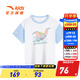 安踏兒童針織短袖衫女童裝2024夏季新款小飛象聯(lián)名印花舒適短T圓領(lǐng)T桖 純凈白-1 130 cm