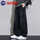 NASA BASE黑色彎刀牛仔褲男2026春秋夏季新款直筒寬松美式潮牌薄款長(cháng)褲子 F646黑色 L /130-160斤