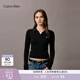 Calvin KleinJeans春秋女士?jì)?yōu)雅休閑通勤V領(lǐng)ck修身短款POLO領(lǐng)打底衫針織衫