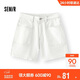 森馬（Semir）森柔|牛仔褲女夏季做舊半松緊腰短褲復古潮流直筒褲103325122001