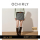 OCHIRLY【新品】人字紋羊毛薄呢a字半身裙短裙氣質(zhì)25秋冬尖貨爆品 灰色 S