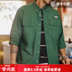 馬登工裝美式復古多口袋襯衫外套綠色純棉疊穿長(cháng)袖襯衣薄款男夏春 深綠色 M