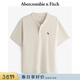 Abercrombie & Fitch經(jīng)典小麋鹿圖案男裝25夏季美式重磅寬松亨利領(lǐng)短袖T恤 奶油色 XL (180/116A)尺碼偏大