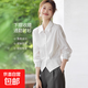 法式氣質(zhì)女士長(cháng)袖襯衫春秋季通勤小衫收腰顯瘦襯衣時(shí)髦翻領(lǐng)小衫 白色 M （95-105斤）
