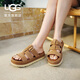 UGG夏季新款女士舒適時(shí)尚厚底露趾魔術(shù)貼休閑拖鞋1174090CHE|栗色 38