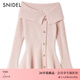 SNIDEL2026春夏新品氣質(zhì)翻領(lǐng)斜肩喇叭袖裙擺修身針織衫SWNT261047 粉色 均碼 (F)
