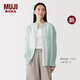 MUJI 女式 強捻 長(cháng)袖襯衫 女士女裝襯衣外套 26年春季新品 BC2QHA6S 淺藍色 XL （165/92A）