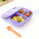 特百惠（Tupperware）可微波加熱飯盒 上班族學(xué)生午餐便當盒 塑料密封冷藏保鮮飯菜湯碗 1升長(cháng)方形分格飯盒-冰沙紫帶勺