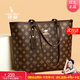 袋鼠卡拉2026春季新款百搭女士托特包女通勤大容量包包軟皮女包斜挎手提包 棕色（禮盒+手包+卡包）