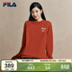 FILA 斐樂(lè )官方男女情侶款針織長(cháng)袖2026春時(shí)尚休閑純棉海棠花長(cháng)T恤