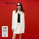 MO&Co.【新中式】西裝精致提花盤(pán)扣寬肩廓形含綿羊毛桑蠶絲外套 米杏色 M /165