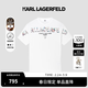 Karl Lagerfeld【100%棉】卡爾拉格斐男裝老佛爺春夏季短袖T恤男款流行刺繡上衣 本白 XL (52)