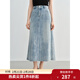 獨束大碼女裝 時(shí)尚燙銀牛仔半身裙2025夏裝新款高腰顯瘦中長(cháng)裙子 牛仔藍 3XL （尺碼：5）
