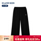 E·LAND KIDS童裝女童褲子2025年秋季新品高腰休閑褲印花闊腿褲 Black黑色/19 165