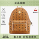 MCM Stark Visetos 老花雙側鉚釘小號男女同款背包雙肩包 干邑色MMKEAVE15CO001