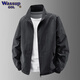 WASSUP GOL春秋季男士夾克外穿立領(lǐng)戶(hù)外運動(dòng)寬松韓版休閑夾克男裝外套 黑色 XL