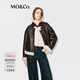 MO&Co.外套2025冬新品機車(chē)風(fēng)素皮毛領(lǐng)皮袢扣立領(lǐng)夾克寬松短款MBE4COTT27 柚木棕色 S /160
