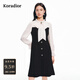 珂萊蒂爾Koradior商場(chǎng)同款2026春新款鉆飾蝴蝶結假兩件連衣裙 黑色 M