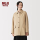 MUJI女式 不易沾水棉混斜紋立領(lǐng)短大衣 女外套女裝 26年春季 BD12BC6S 米色 XL （165/92A）