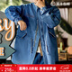 馬登工裝 美式復古M65丹寧魚(yú)尾風(fēng)衣男寬松廓形中長(cháng)款牛仔外套 牛仔藍 L