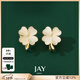 Jay仿貓眼石四葉草耳釘女耳飾耳環(huán)耳夾無(wú)耳洞三八女神節禮物 耳夾