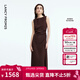 朗姿a字垂感輕禮服無(wú)袖修身連衣裙收腰高級感氣質(zhì)2025年秋季新款 巧克力色 M