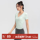 MOLY VIVI裸感交叉系帶短袖運動(dòng)上衣女夏季薄款收腰顯瘦瑜伽T恤魔力薇薇 冰川綠 S