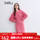 百圖betu女裝冬季新款連衣裙連帽寬松舒適連衣裙裙子女2410T99 玫紅色 S